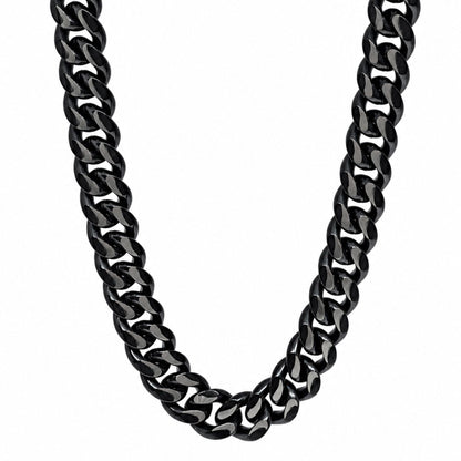 THE MEN THING Chain DARK CUBAN - 13mm Stainless Steel Chain with Push-Lock Box Clasp for Men & Boys (30inch)