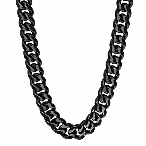 DARK CUBAN - 13mm Stainless Steel Chain with Push-Lock Box Clasp for Men & Boys (30inch)