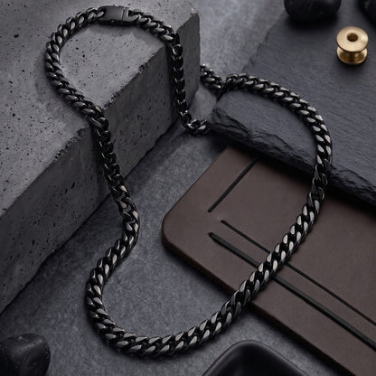 THE MEN THING Chain DARK CUBAN - 13mm Stainless Steel Chain with Push-Lock Box Clasp for Men & Boys (30inch)