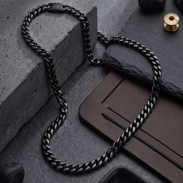 DARK CUBAN - 13mm Stainless Steel Chain with Push-Lock Box Clasp for Men & Boys (30inch)