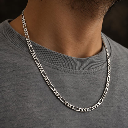 THE MEN THING Chain FIGARO ITALIAN STYLE CHAIN - 7.2mm Pure Stainless Steel - 24inch for Men & Boys