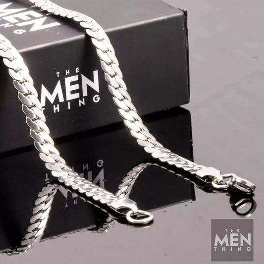 THE MEN THING Chain FLAT SNAKE CHAIN - 6.2mm Chain Pure Stainless Steel 24inch for Men & Boys