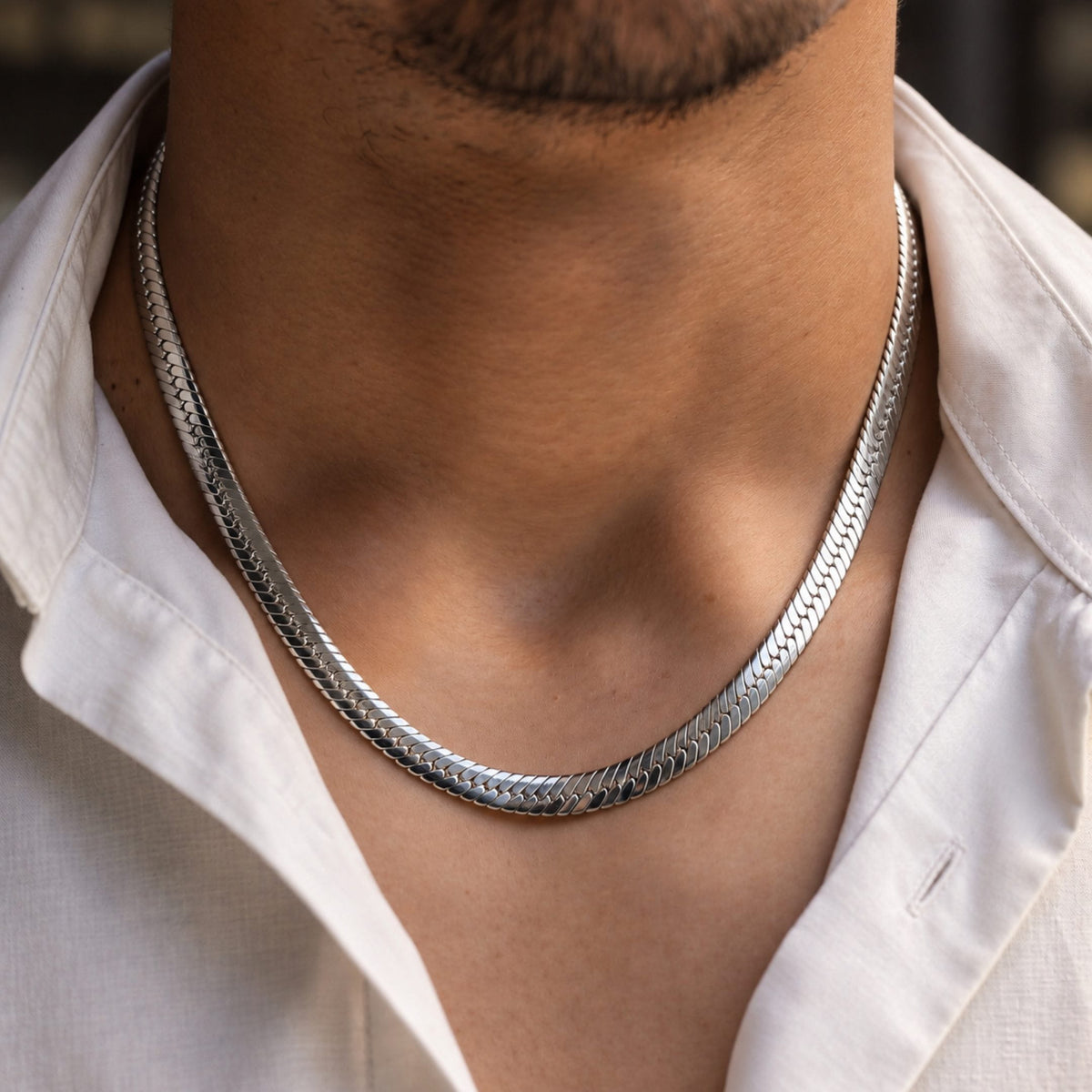 THE MEN THING Chain FLAT SNAKE CHAIN - 6.2mm Chain Pure Stainless Steel 24inch for Men & Boys