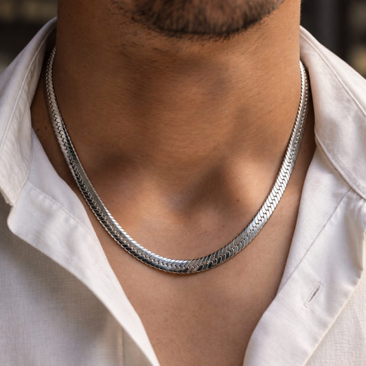 THE MEN THING Chain FLAT SNAKE CHAIN - 6.2mm Chain Pure Stainless Steel 24inch for Men & Boys