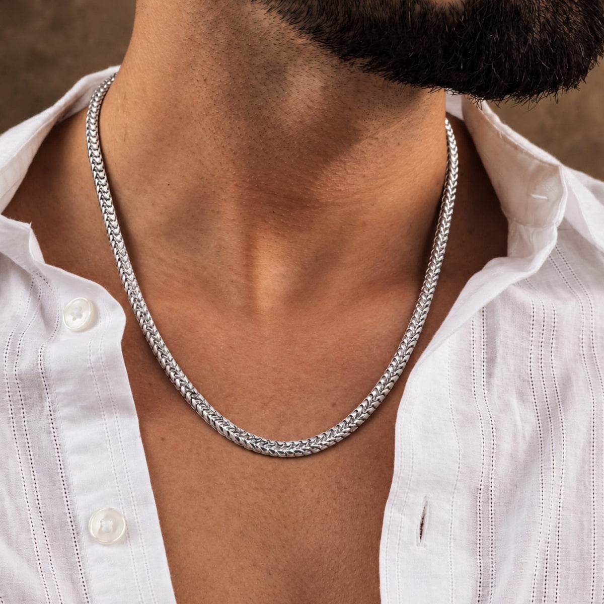 THE MEN THING Chain FRANCO EDGE - 5mm Stainless Steel Box Link Chain with Lobster Clasp for Men & Boys (22 inch)