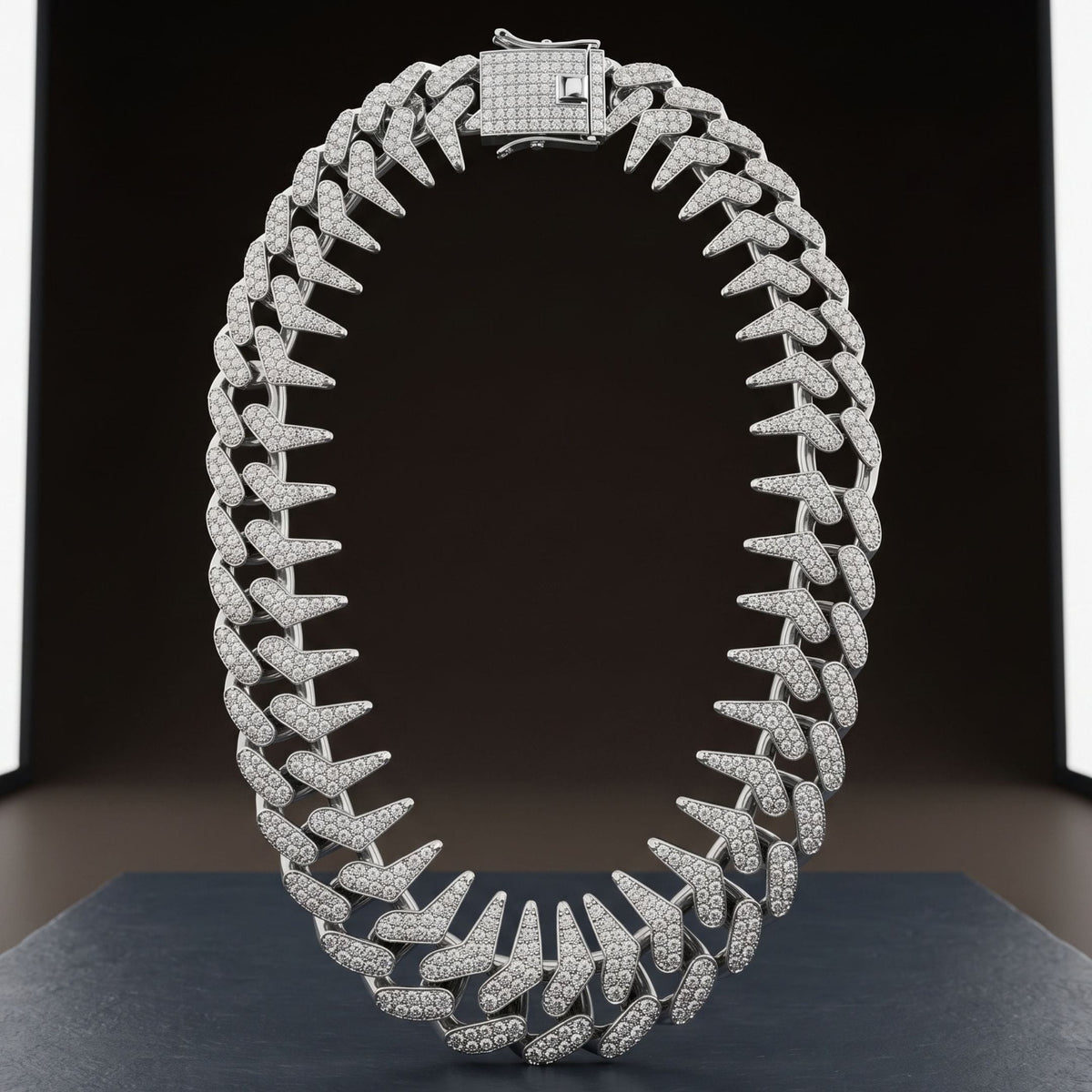 THE MEN THING Chain FROST CUBAN - 20mm Stainless Steel Chain with Box Clasp for Men & Boys (20 inch)