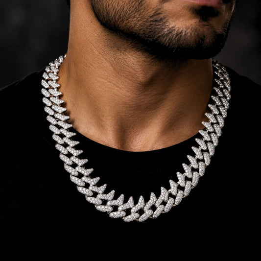 THE MEN THING Chain FROST CUBAN - 20mm Stainless Steel Chain with Box Clasp for Men & Boys (20 inch)