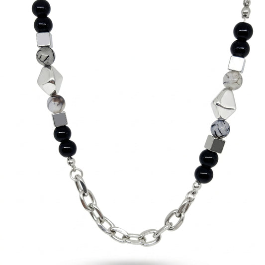 THE MEN THING Chain GEO NOIR - 8mm Pure Stainless Steel 20 to 22inch Adjustable Cuban Chain for Men & Boys