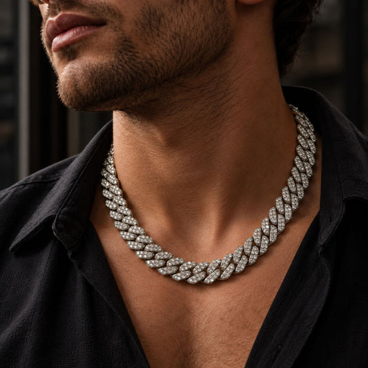 THE MEN THING Chain GLACIER CUBAN - 14mm Stainless Steel Chain with Box Clasp for Men & Boys (19 inch)