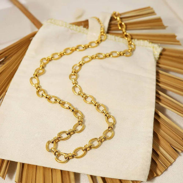 GLEAM GOLD LINK - పురుషులు & అబ్బాయిల కోసం 5.5mm స్వచ్ఛమైన స్టెయిన్‌లెస్ స్టీల్ చైన్ 16 అంగుళాలు