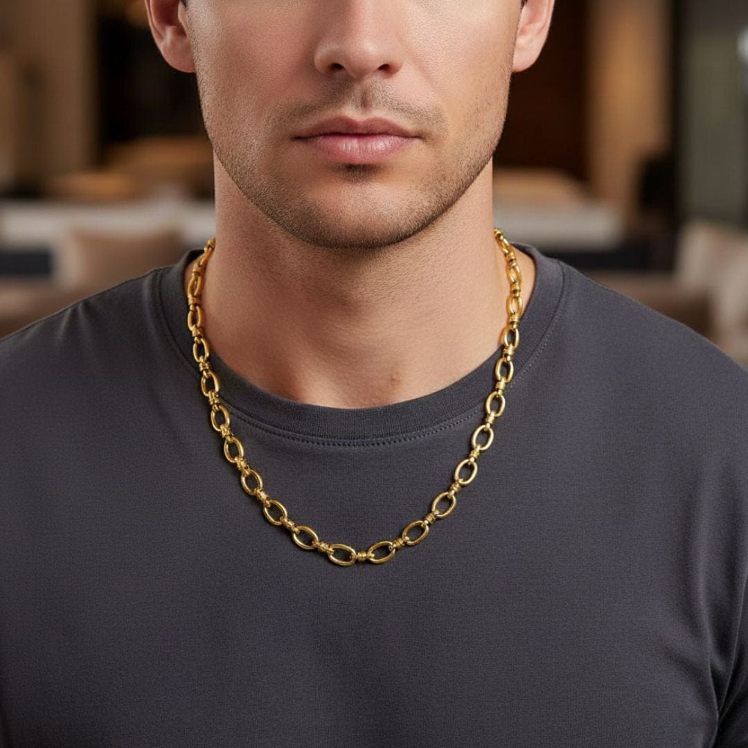 THE MEN THING Chain GLEAM GOLD LINK - 5.5mm Pure Stainless Steel Chain 16 inch for Men & Boys