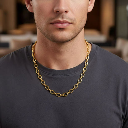 THE MEN THING Chain GLEAM GOLD LINK - 5.5mm Pure Stainless Steel Chain 16 inch for Men & Boys