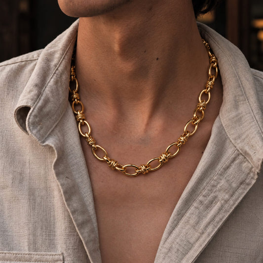 THE MEN THING Chain GLEAM GOLD LINK - 5.5mm Pure Stainless Steel Chain 16 inch for Men & Boys