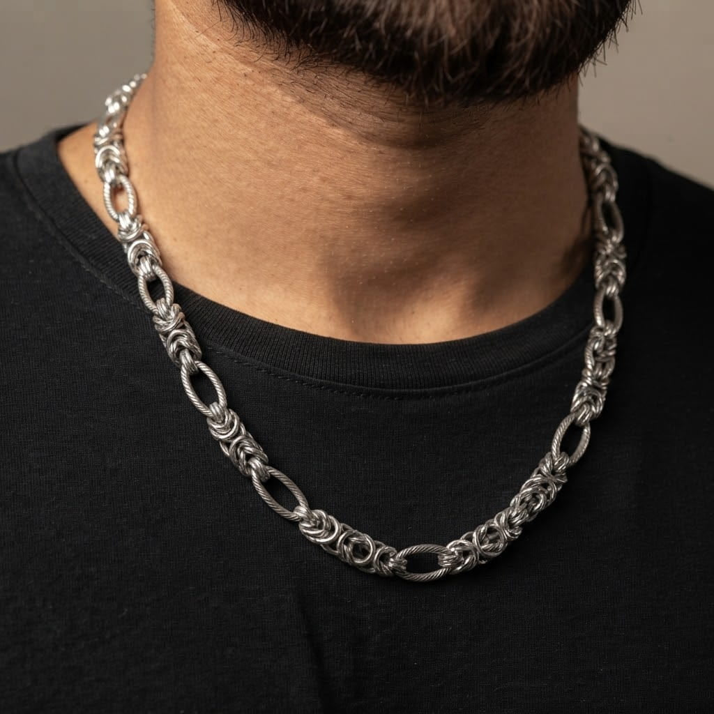 THE MEN THING Chain GRIDON - 9mm Chain Pure Stainless Steel 23inch for Men & Boys