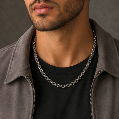 THE MEN THING Chain IMPERIAL KNOT - 7mm Chain Pure Stainless Steel 23inch for Men & Boys