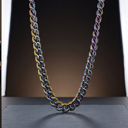 THE MEN THING Chain IRIS CUBAN - 11mm Stainless Steel Chain with Push-Lock Box Clasp for Men & Boys (24inch)