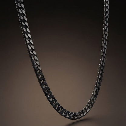 THE MEN THING Chain MIDNIGHT CUBAN - 4mm Stainless Steel Cuban Link Chain with Lobster Clasp for Men & Boys (22 inch)