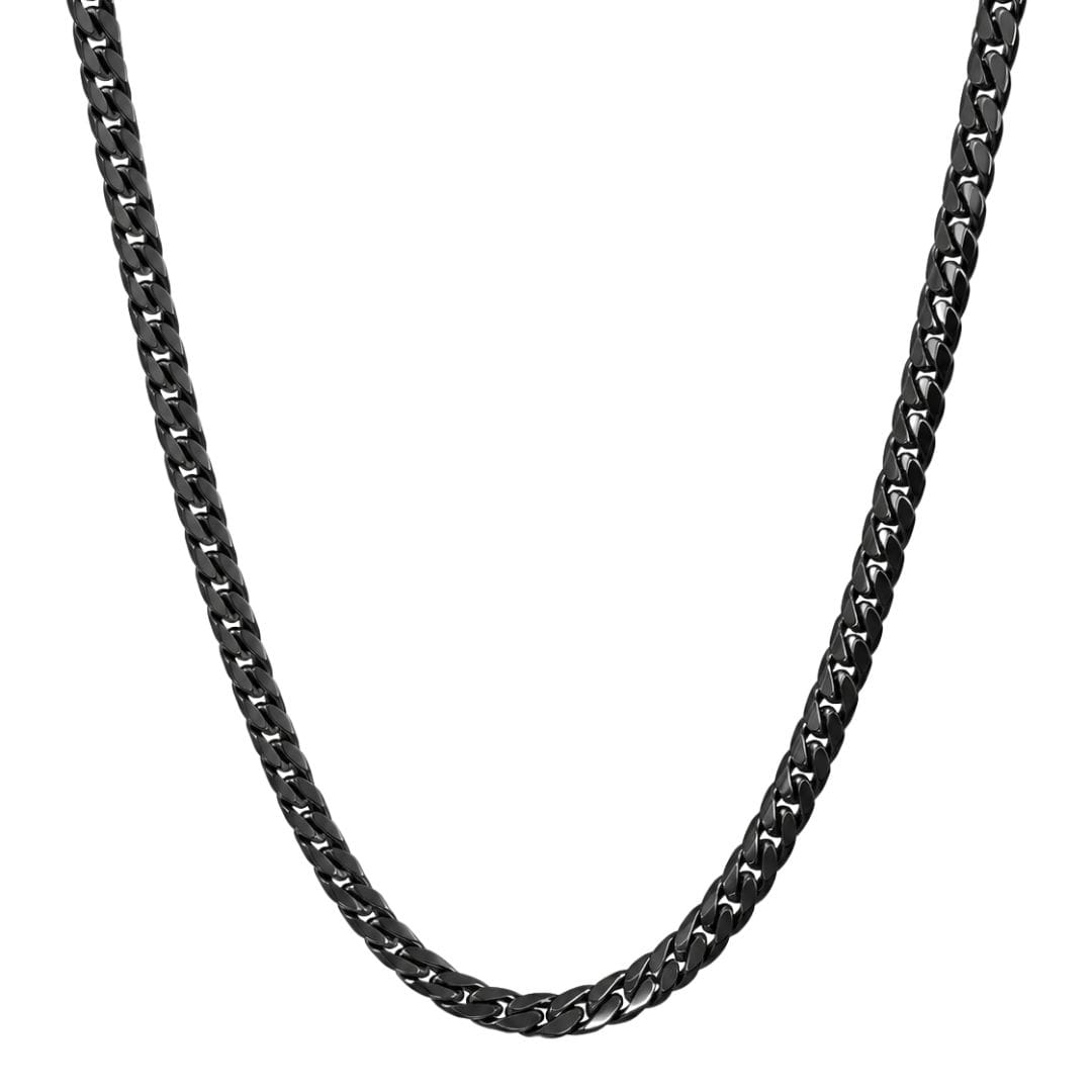 THE MEN THING Chain MIDNIGHT CUBAN - 4mm Stainless Steel Cuban Link Chain with Lobster Clasp for Men & Boys (22 inch)