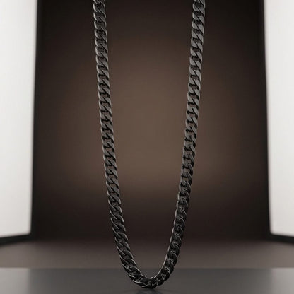 THE MEN THING Chain MIDNIGHT CUBAN - 4mm Stainless Steel Cuban Link Chain with Lobster Clasp for Men & Boys (22 inch)