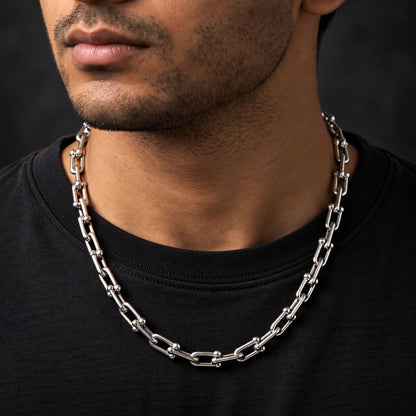 THE MEN THING Chain MYST LOCK - 8mm Chain Pure Stainless Steel 23inch for Men & Boys