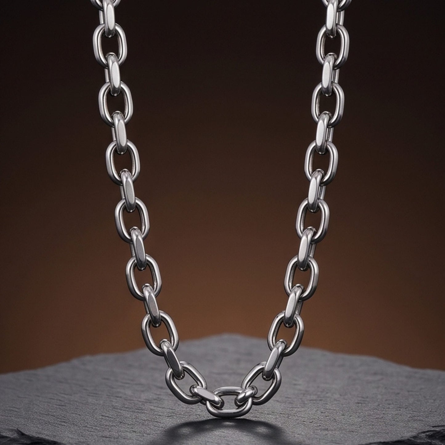 THE MEN THING Chain OVAL LINK - 11mm Stainless Steel Chain with Lobster Clasp for Men & Boys (24inch)