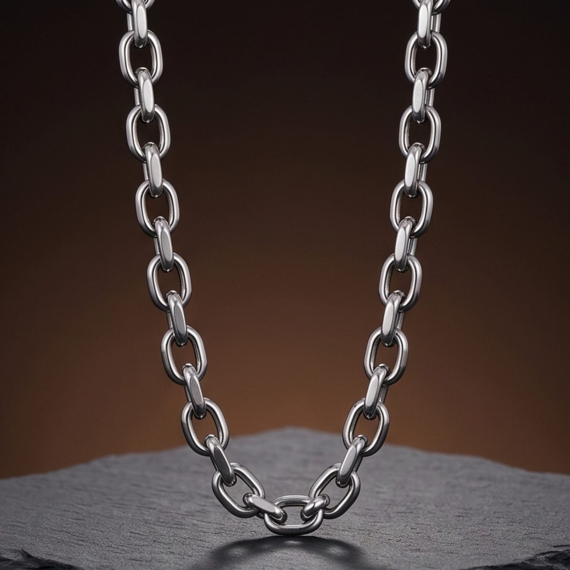 THE MEN THING Chain OVAL LINK - 11mm Stainless Steel Chain with Lobster Clasp for Men & Boys (24inch)