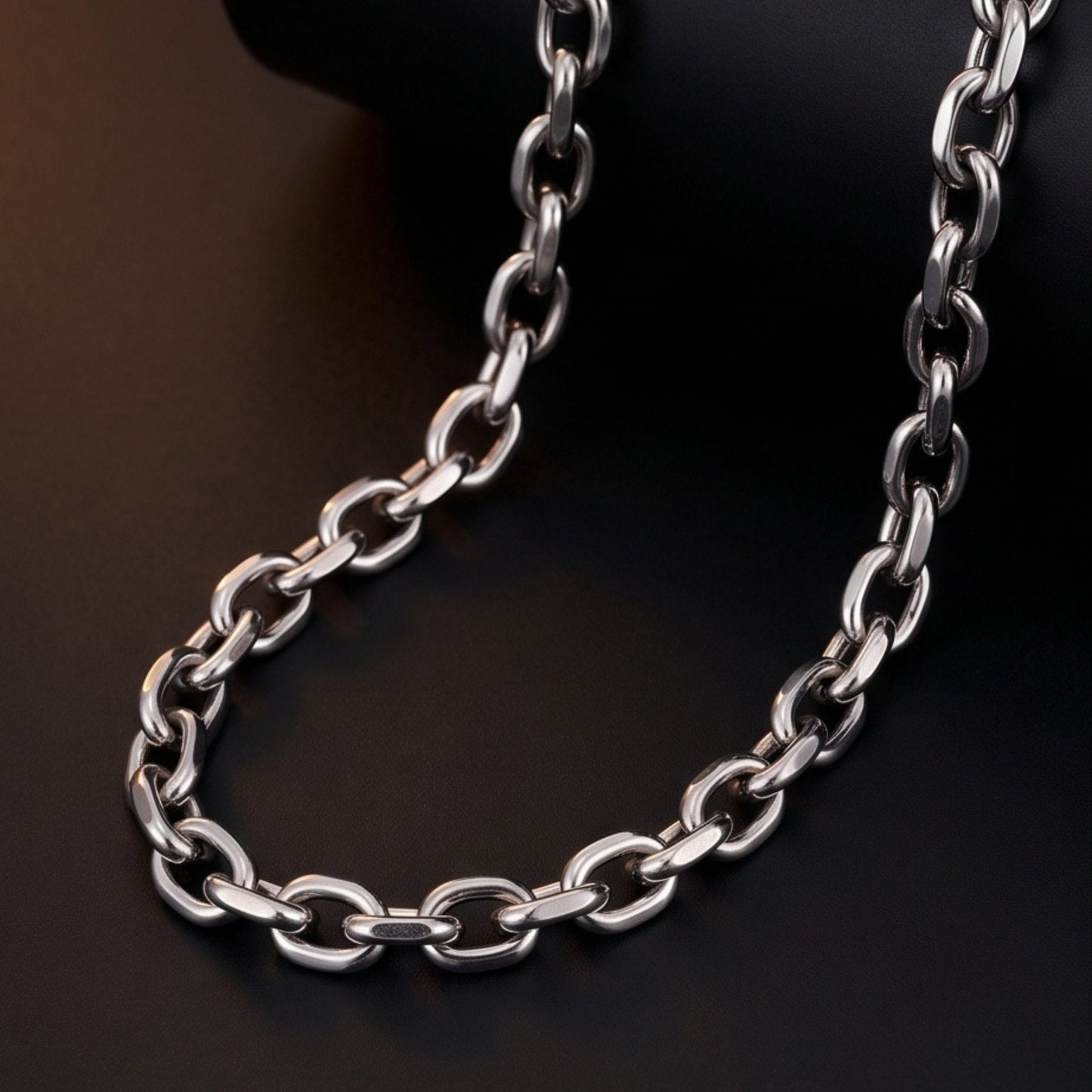 THE MEN THING Chain OVAL LINK - 11mm Stainless Steel Chain with Lobster Clasp for Men & Boys (24inch)