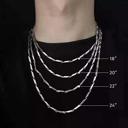 THE MEN THING Chain RICE CHAIN - Black Silver Tone -  Pure Stainless Steel 24inch - European Trending Style for Men & Boy