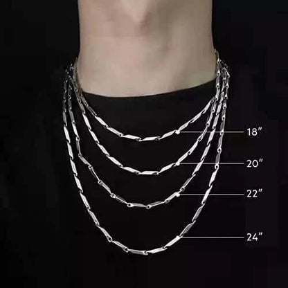 THE MEN THING Chain RICE CHAIN - Black Silver Tone -  Pure Stainless Steel 24inch - European Trending Style for Men & Boy