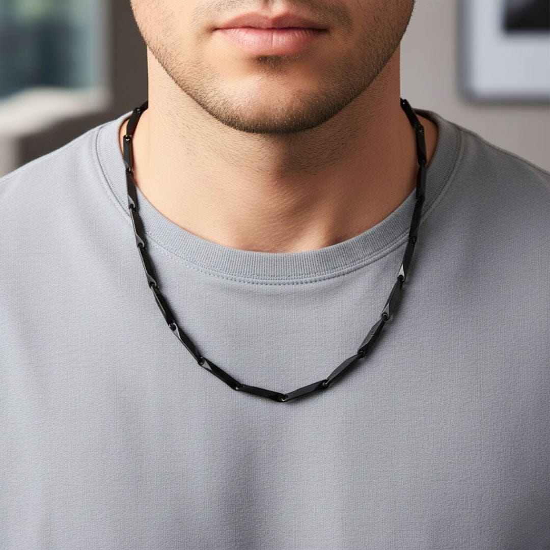 THE MEN THING Chain RICE CHAIN BLACK - Stainless Steel  24inch Chain