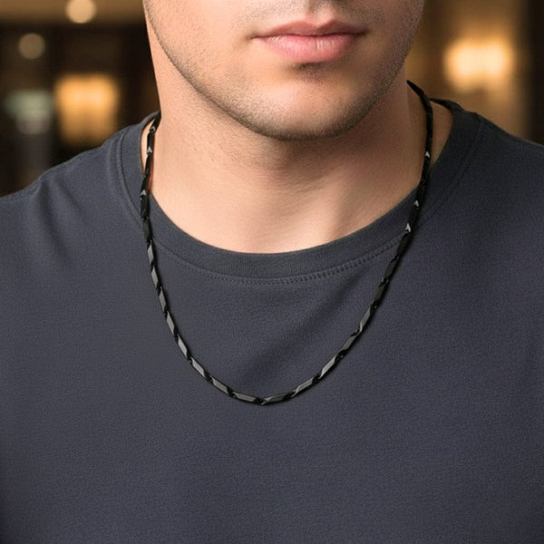 RICE CHAIN BLACK - Stainless Steel  24inch Chain