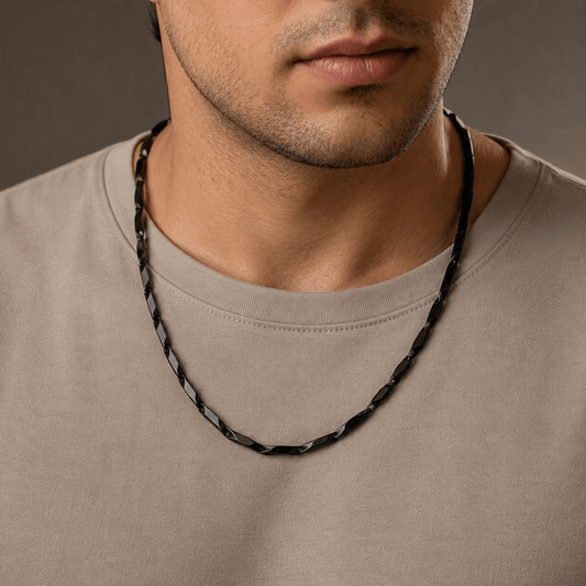 THE MEN THING Chain RICE CHAIN BLACK - Stainless Steel  24inch Chain