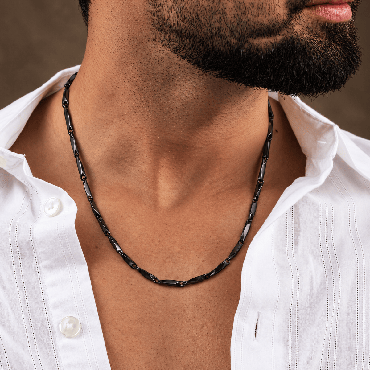 THE MEN THING Chain RICE CHAIN BLACK - Stainless Steel  24inch Chain