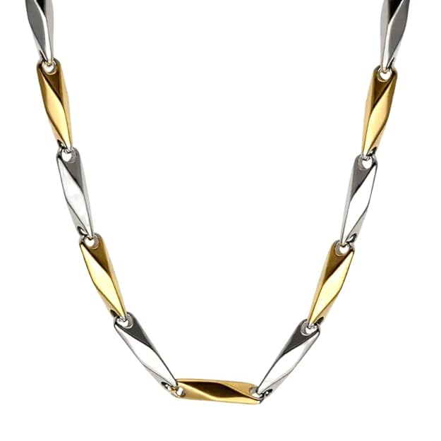 THE MEN THING Chain RICE CHAIN - Gold Silver Tone - Pure Stainless Steel 24inch - European Trending Style for Men & Boys