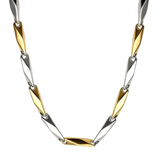 THE MEN THING Chain RICE CHAIN - Gold Silver Tone - Pure Stainless Steel 24inch - European Trending Style for Men & Boys