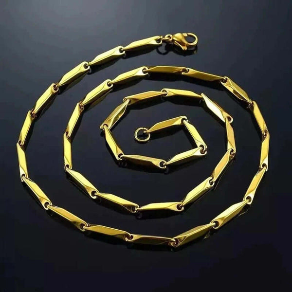 चावल की चेन - गोल्ड टोन - शुद्ध स्टेनलेस स्टील 20 इंच - पुरुषों और लड़कों के लिए यूरोपीय ट्रेंडिंग स्टाइल