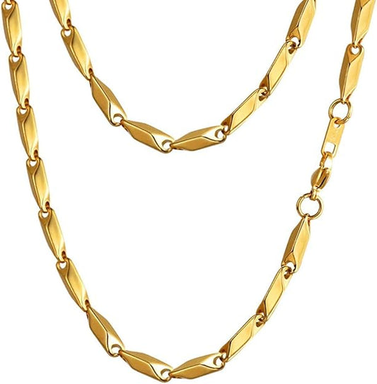 THE MEN THING Chain RICE CHAIN - Gold Tone -  Pure Stainless Steel 24inch - European Trending Style for Men & Boy