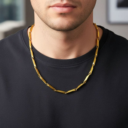 THE MEN THING Chain RICE CHAIN - Gold Tone -  Pure Stainless Steel 24inch - European Trending Style for Men & Boy