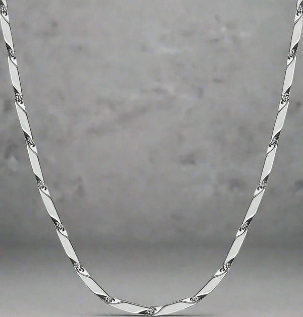 चावल की चेन - शुद्ध स्टेनलेस स्टील 20 इंच - यूरोपीय ट्रेंडिंग स्टाइल - पुरुषों और लड़कों के लिए हार