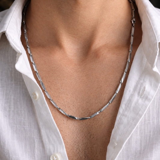 THE MEN THING Chain RICE CHAIN - Pure Stainless Steel 24inch - European Trending Style - Necklace for Men & Boy