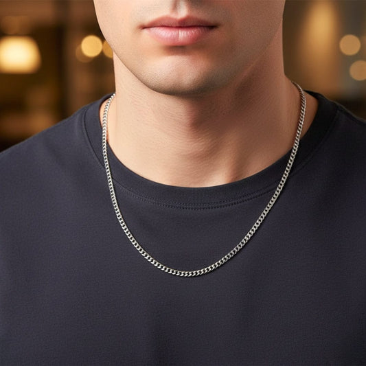THE MEN THING Chain ROLO CHAIN NECKLACE - 2.2mm Pure Stainless Steel Chain - 24inch for Men & Boys