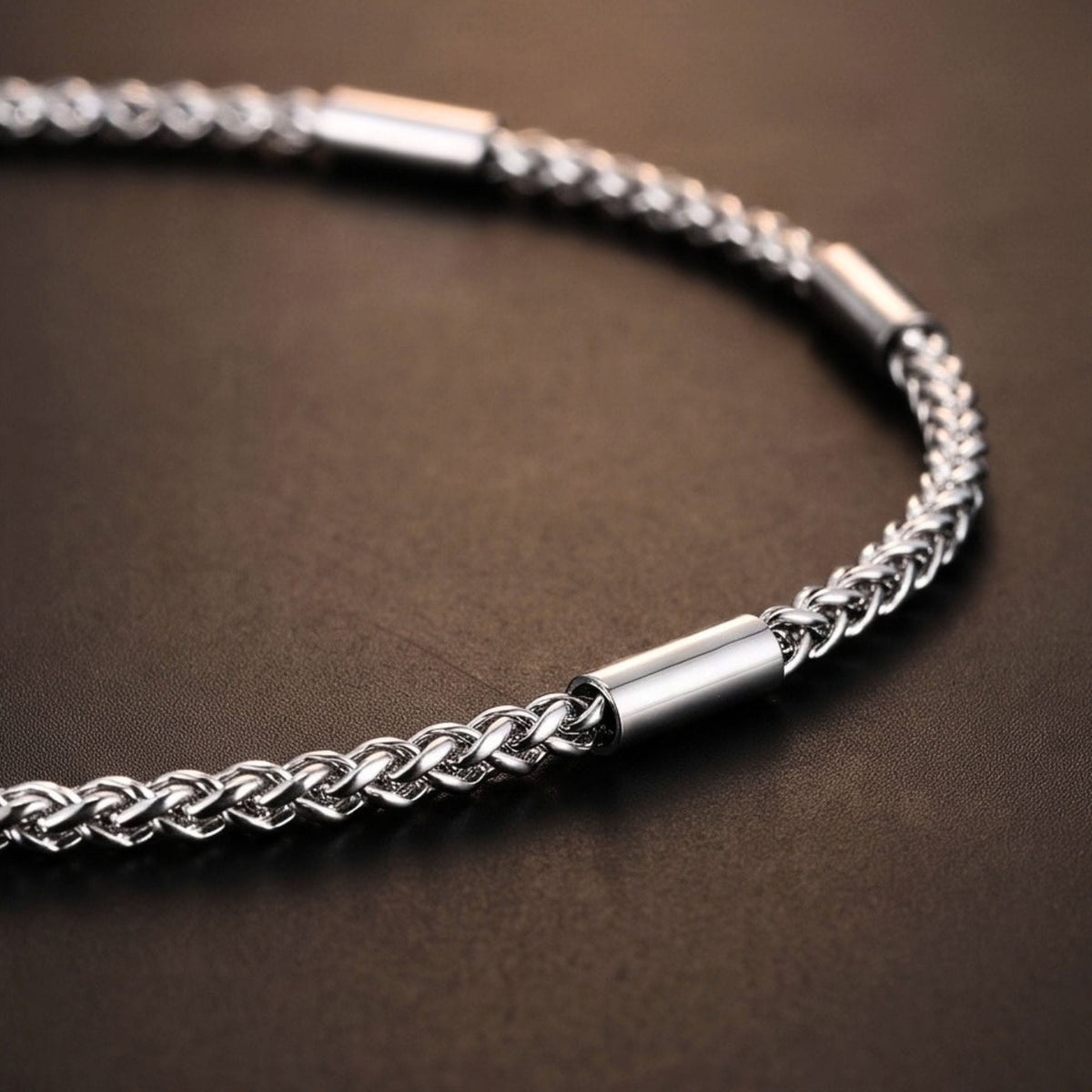 THE MEN THING Chain SEGMENT CURB - 4mm Stainless Steel Twisted Rope Chain with Lobster Clasp for Men & Boys (21 inch)