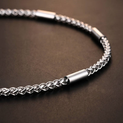 THE MEN THING Chain SEGMENT CURB - 4mm Stainless Steel Twisted Rope Chain with Lobster Clasp for Men & Boys (21 inch)