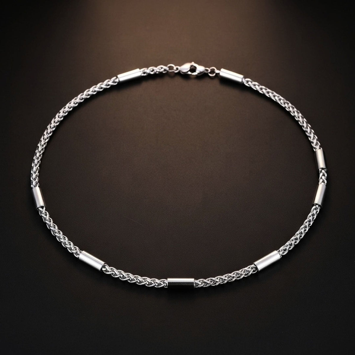 THE MEN THING Chain SEGMENT CURB - 4mm Stainless Steel Twisted Rope Chain with Lobster Clasp for Men & Boys (21 inch)