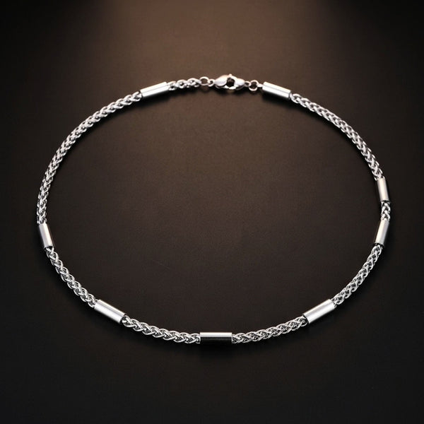 SEGMENT CURB - 4mm Stainless Steel Twisted Rope Chain with Lobster Clasp for Men & Boys (21 inch)