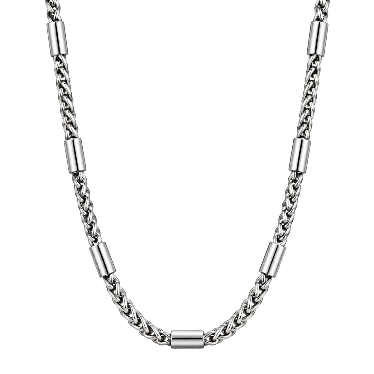 THE MEN THING Chain SEGMENT CURB - 4mm Stainless Steel Twisted Rope Chain with Lobster Clasp for Men & Boys (21 inch)