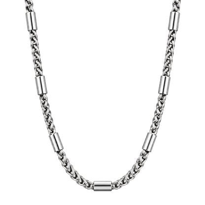 THE MEN THING Chain SEGMENT CURB - 4mm Stainless Steel Twisted Rope Chain with Lobster Clasp for Men & Boys (21 inch)