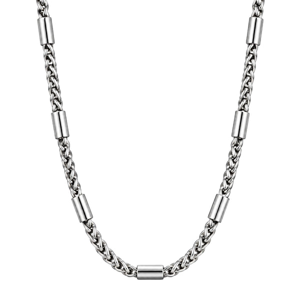 SEGMENT CURB - 4mm Stainless Steel Twisted Rope Chain with Lobster Clasp for Men & Boys (21 inch)