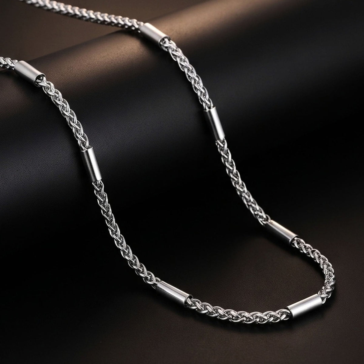 THE MEN THING Chain SEGMENT CURB - 4mm Stainless Steel Twisted Rope Chain with Lobster Clasp for Men & Boys (21 inch)