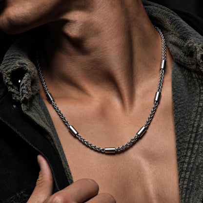 THE MEN THING Chain SEGMENT CURB - 4mm Stainless Steel Twisted Rope Chain with Lobster Clasp for Men & Boys (21 inch)